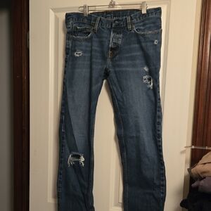 Hollister 32 34 Men's Distressed Button Fly Denim Jeans